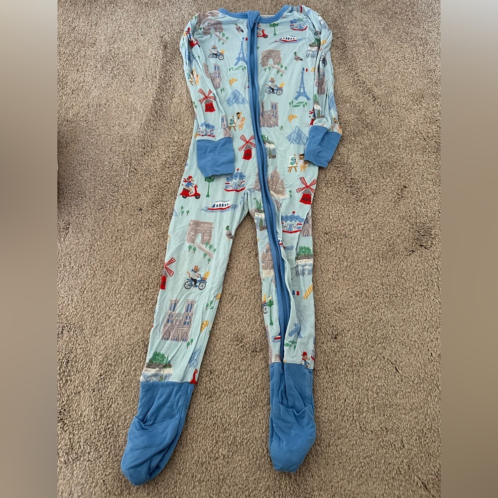 Little Sleepies Blue and Red Kids Pajamas Footies